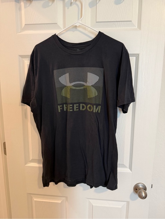 Under Armour Other - Under Armour Black Tee with Olive Logo and FREEDOM Graphic
